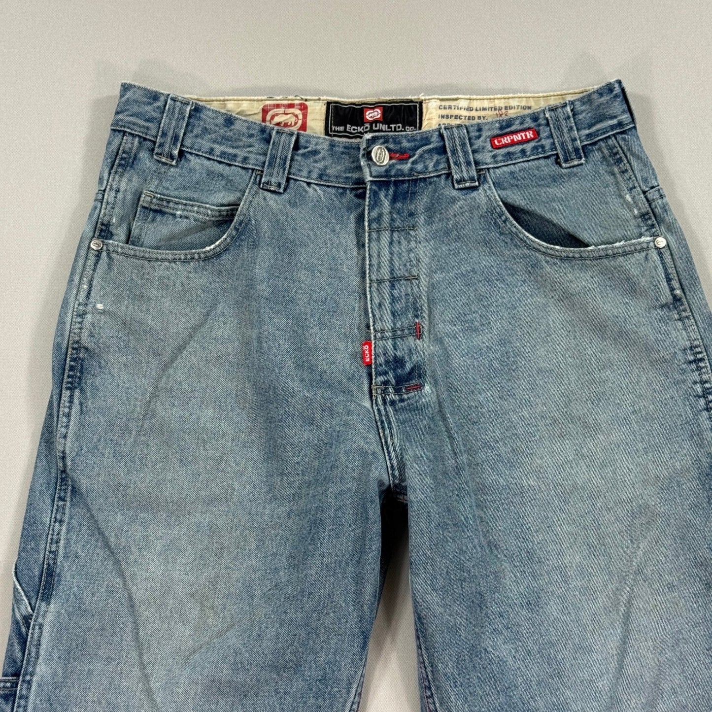 Ecko Unltd. Carpenter Jeans mens Sz 34 Denim Cargo Pockets Baggy Distressed Y2K