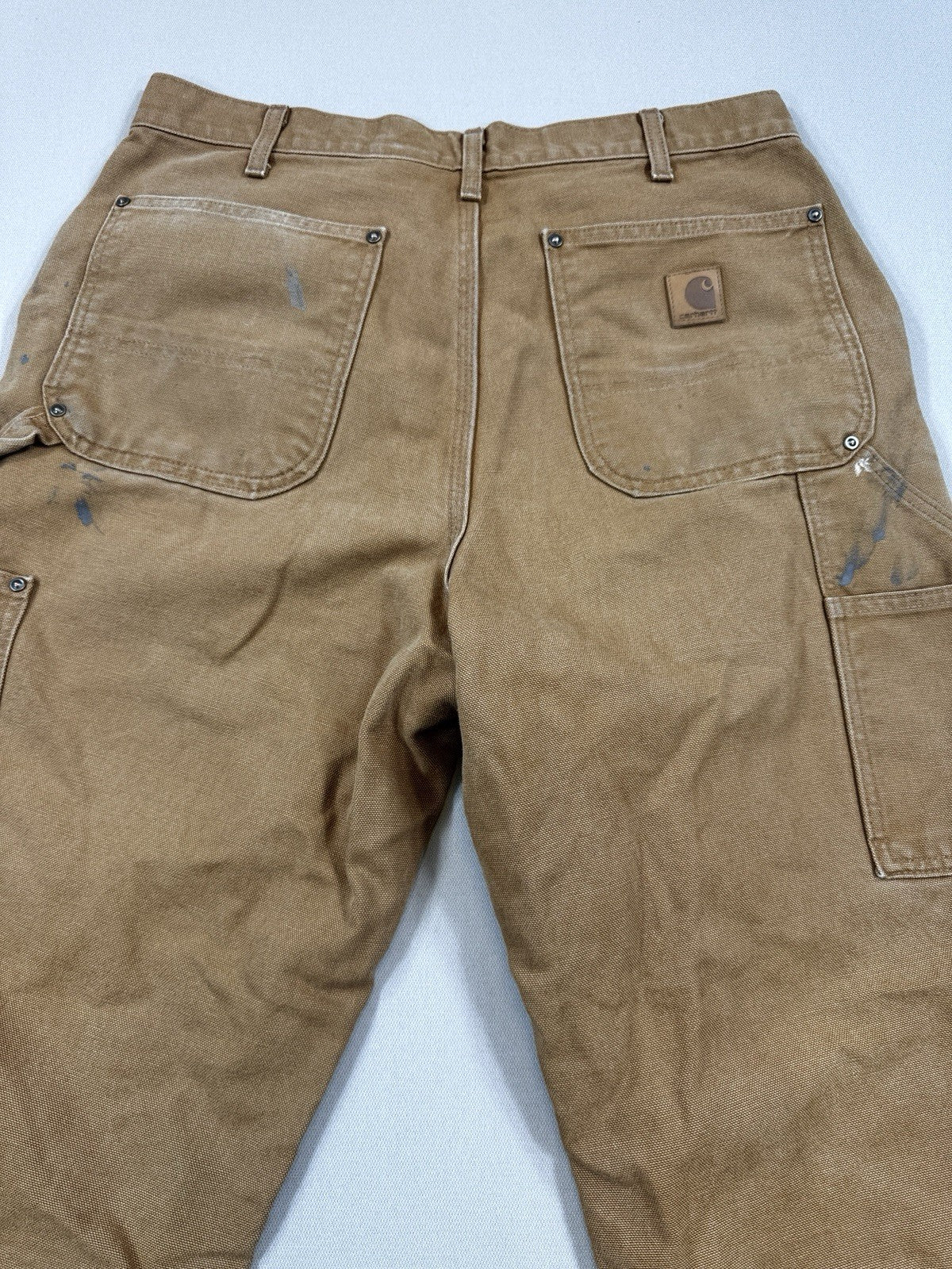 VTG Carhartt Pants Double Knee Carpenter mens 33x32 Brown Distressed Made in US
