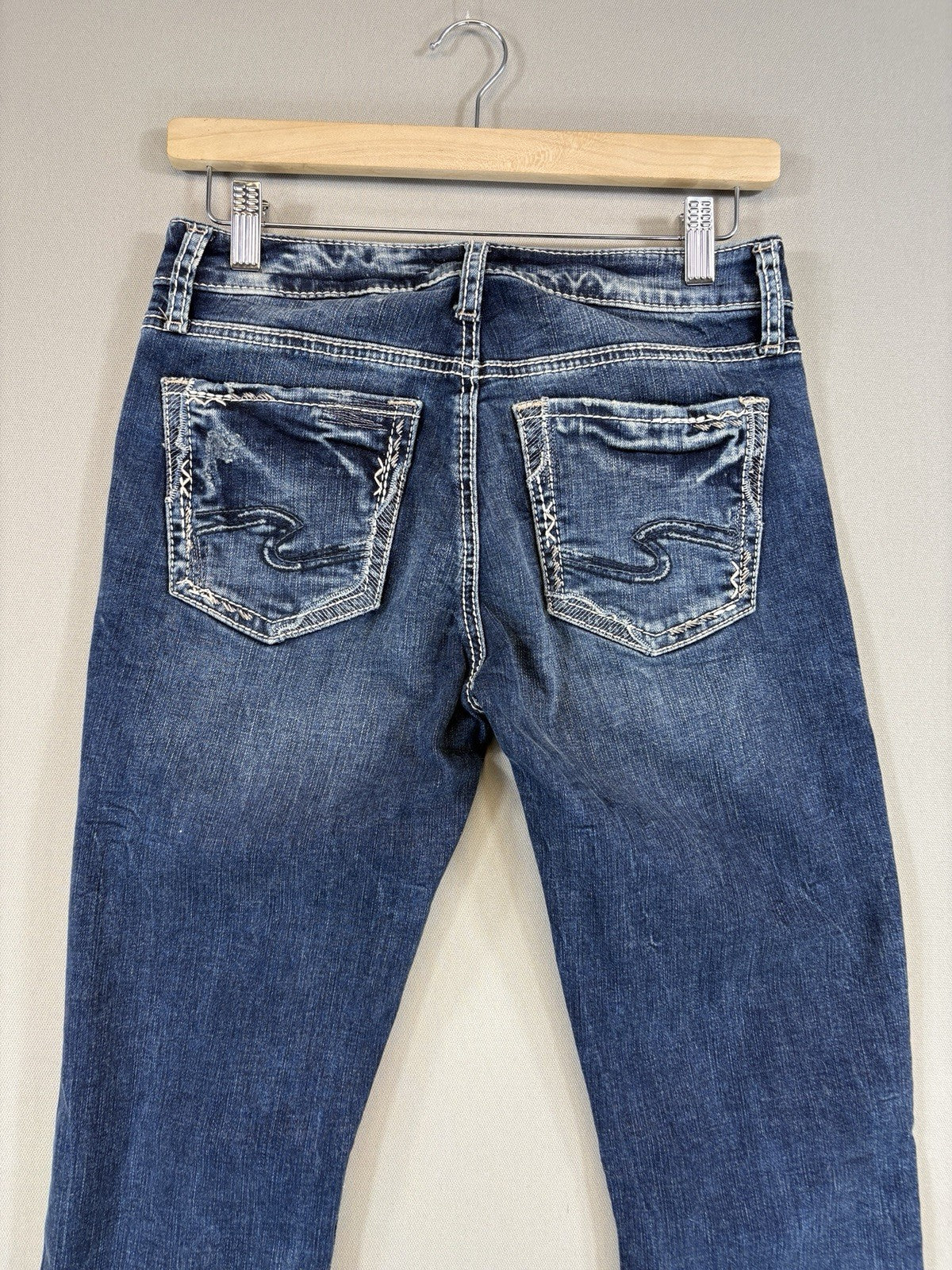 Silver Jeans Co Avery Slim Boot Jeans Womens Size 26x37 Blue Denim Ripped