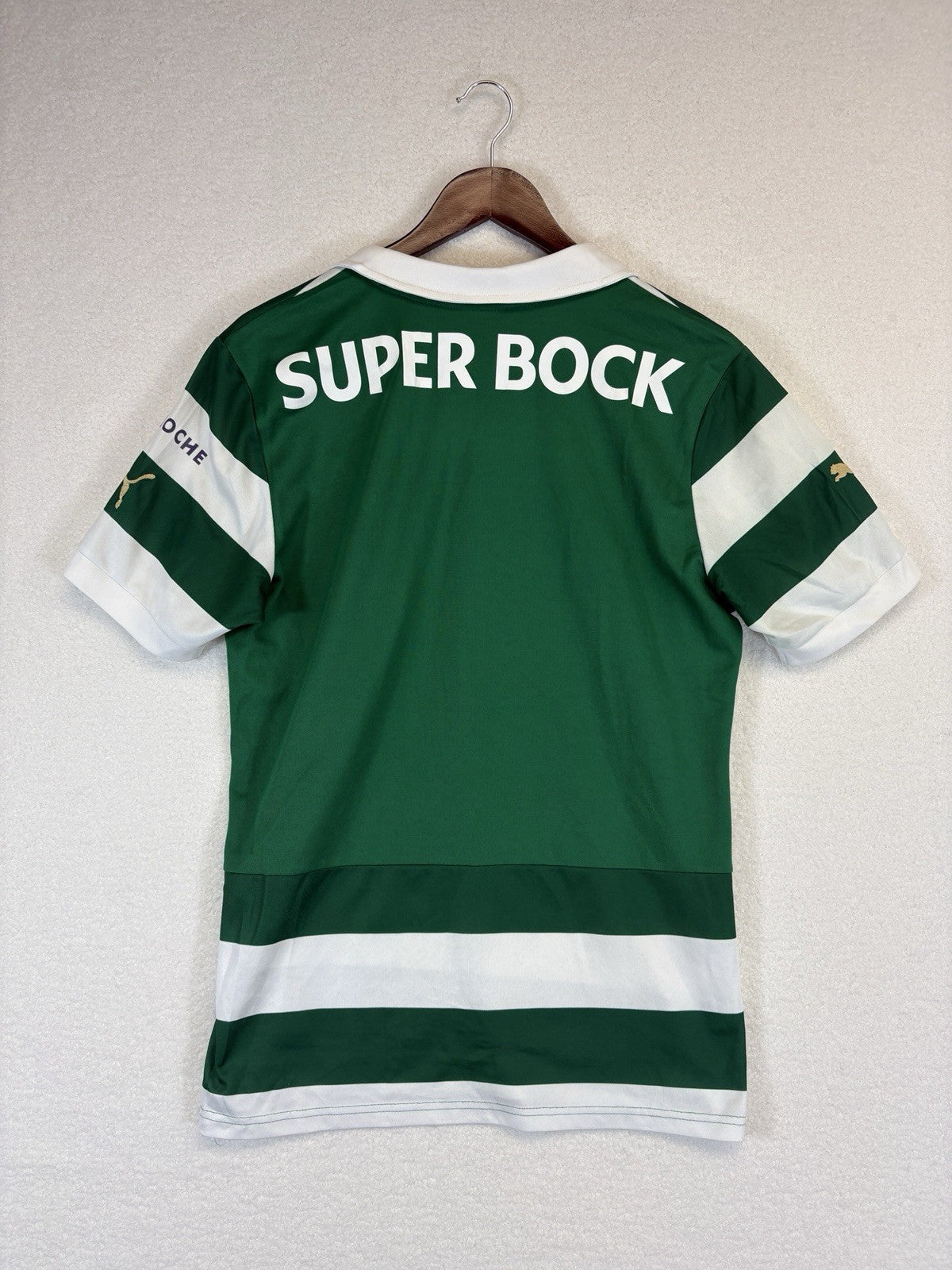 Puma Sporting Lisbon de Portugal 2013/14 White Green Stripes Jersey Mens Medium