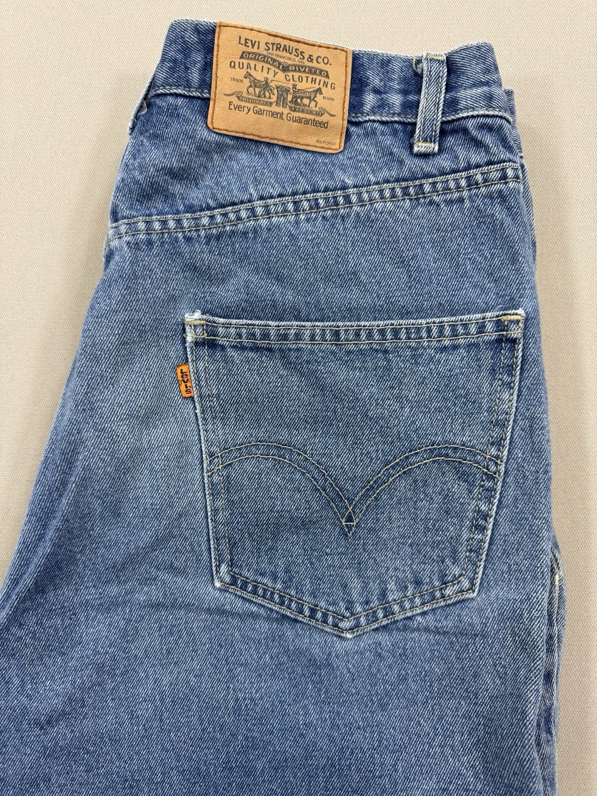 VTG Baggy Levi's Original Jeans Orange Tab Mens 36x32 Blue Denim Distressed