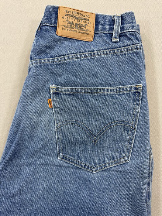 VTG Baggy Levi's Original Jeans Orange Tab Mens 36x32 Blue Denim Distressed