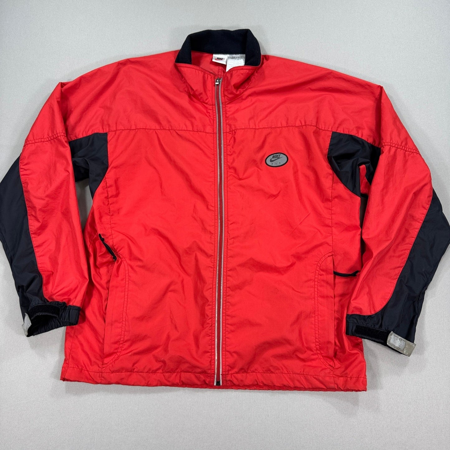 Vintage 90s Nike Fit Track Jacket mens Large Red Full Zip Windbreaker Tailwind