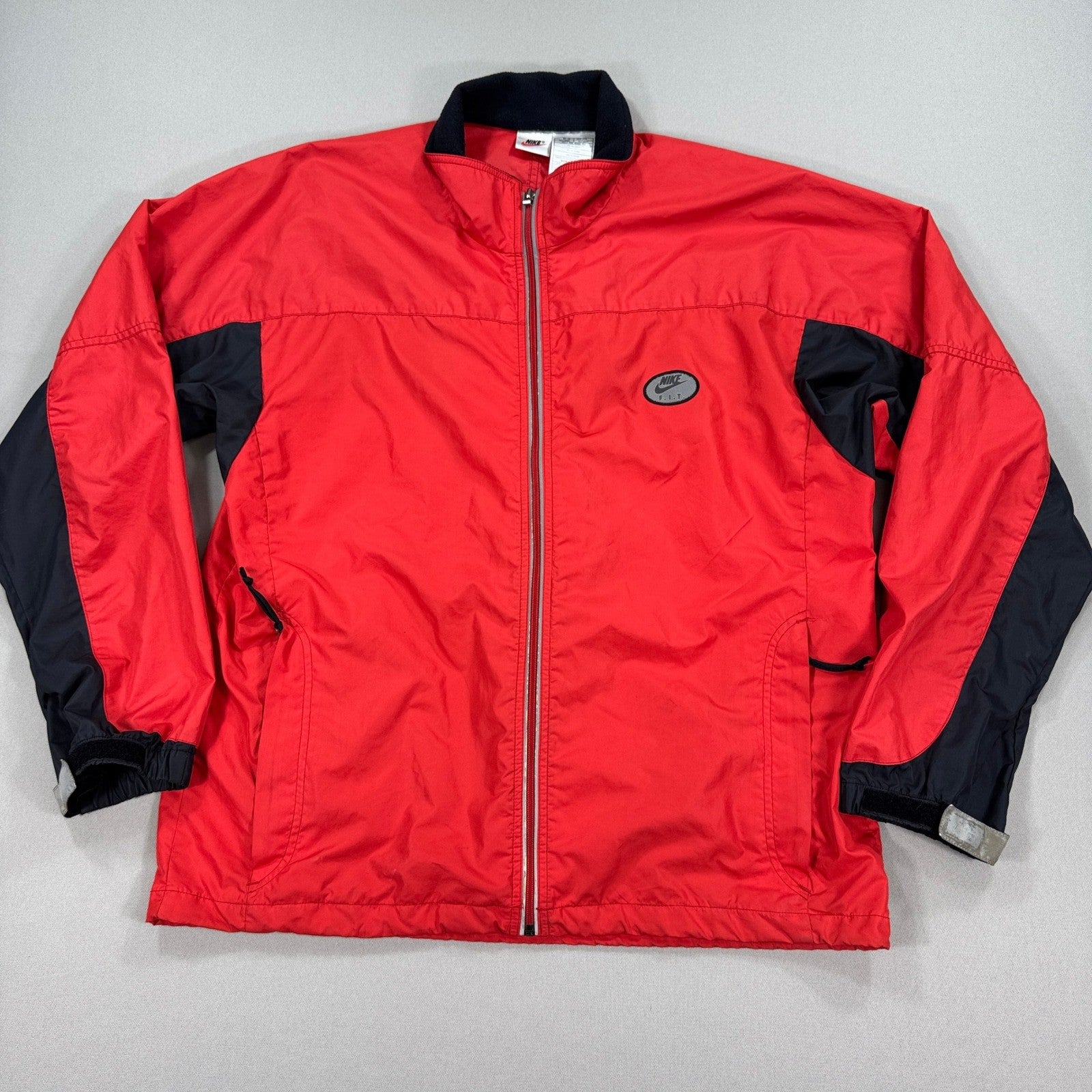 Vintage 90s Nike Fit Track Jacket mens Large Red Full Zip Windbreaker Tailwind