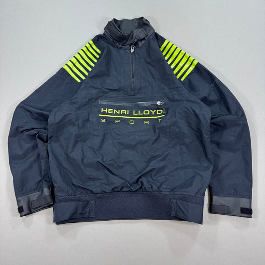 Henri Lloyd Sport Sailing Jacket Mens Medium Black Windbreaker Quarter Zip