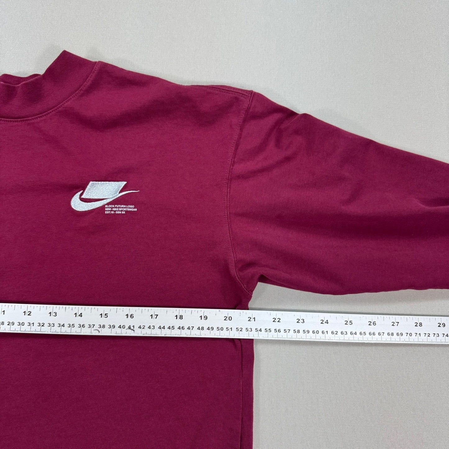 Nike Block Futura Logo Burgundy Long sleeve Shirt Medium The Nike Tee Pre-owned
