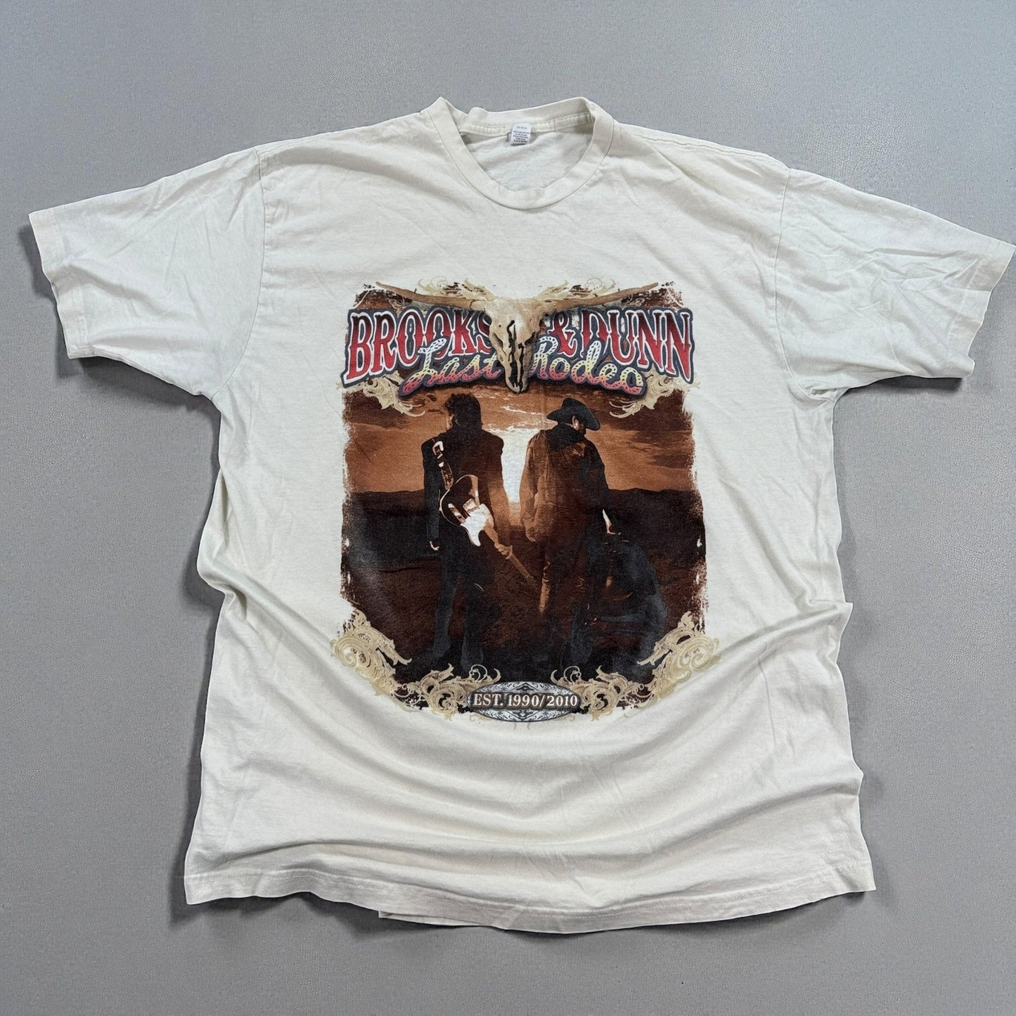 Vintage Brooks & Dunn Last Rodeo Tour T-Shirt mens 2XL White Rock Band Graphic