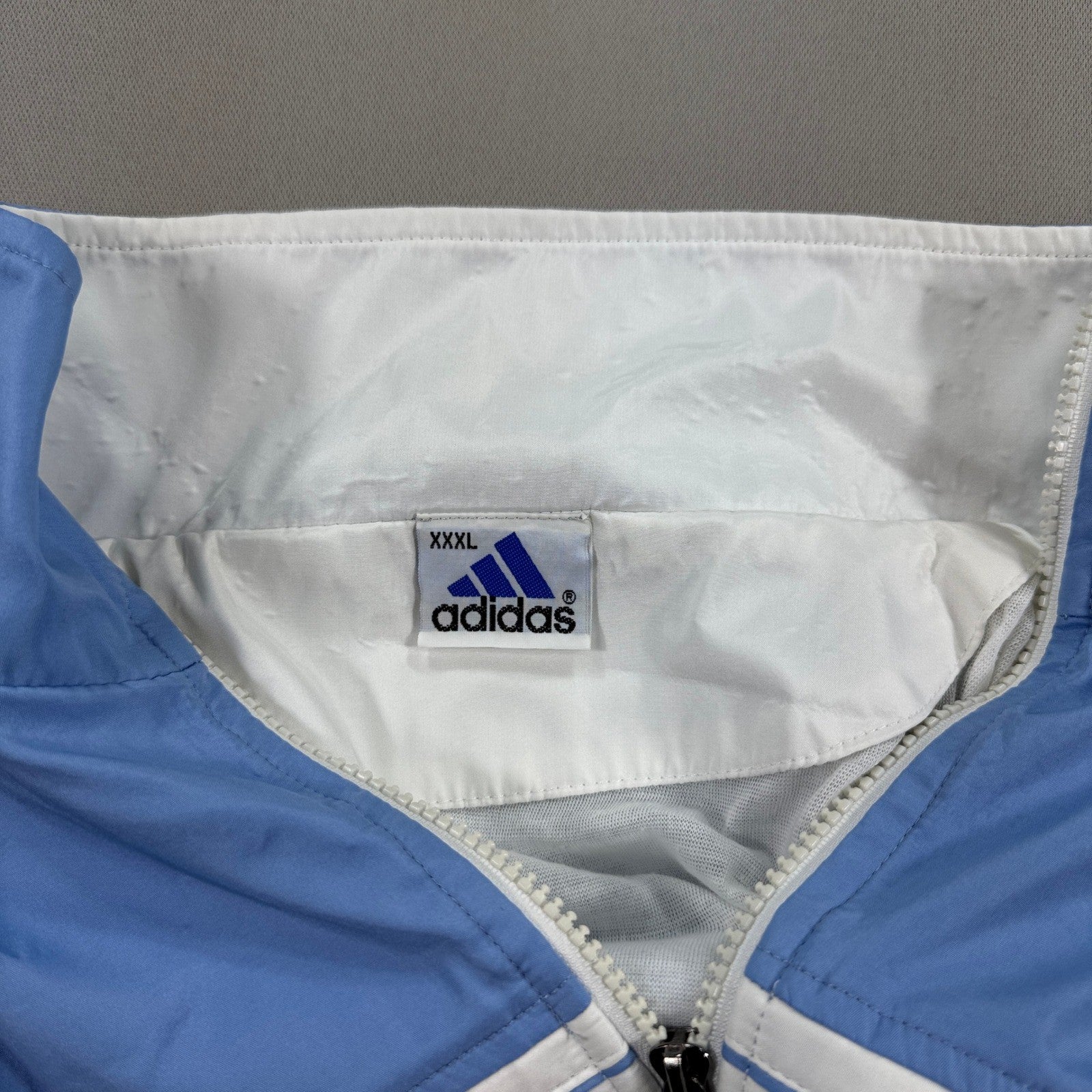 Vintage Adidas Windbreaker Jacket mens 3XL Blue White Stripe Full Zip Trefoil