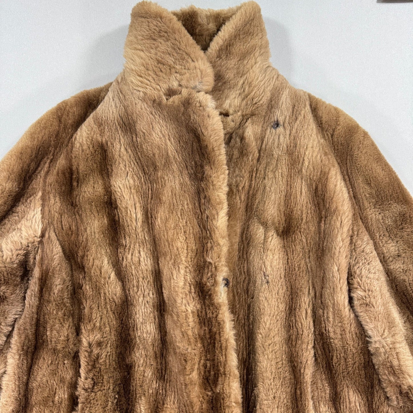 Vintage Saks & Co Fur Coat Womens XL Brown Collared Full Length Lined