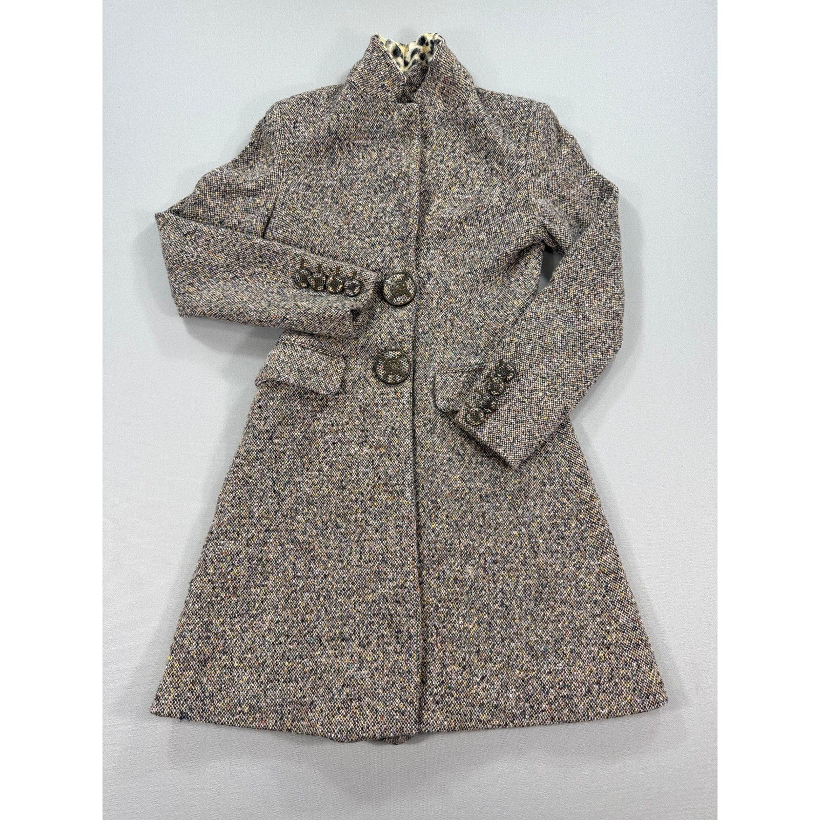 Roberto Cavalli Virgin Wool Long Coat Womens Sz 40 Lined Snap Buttons Authentic