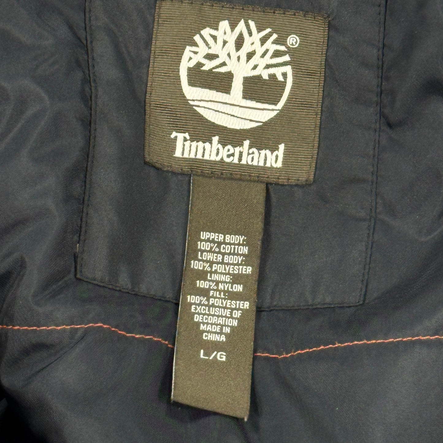 Timberland Vest Puffer Jacket Mens Large Full Zip Black With Brown Corduroy