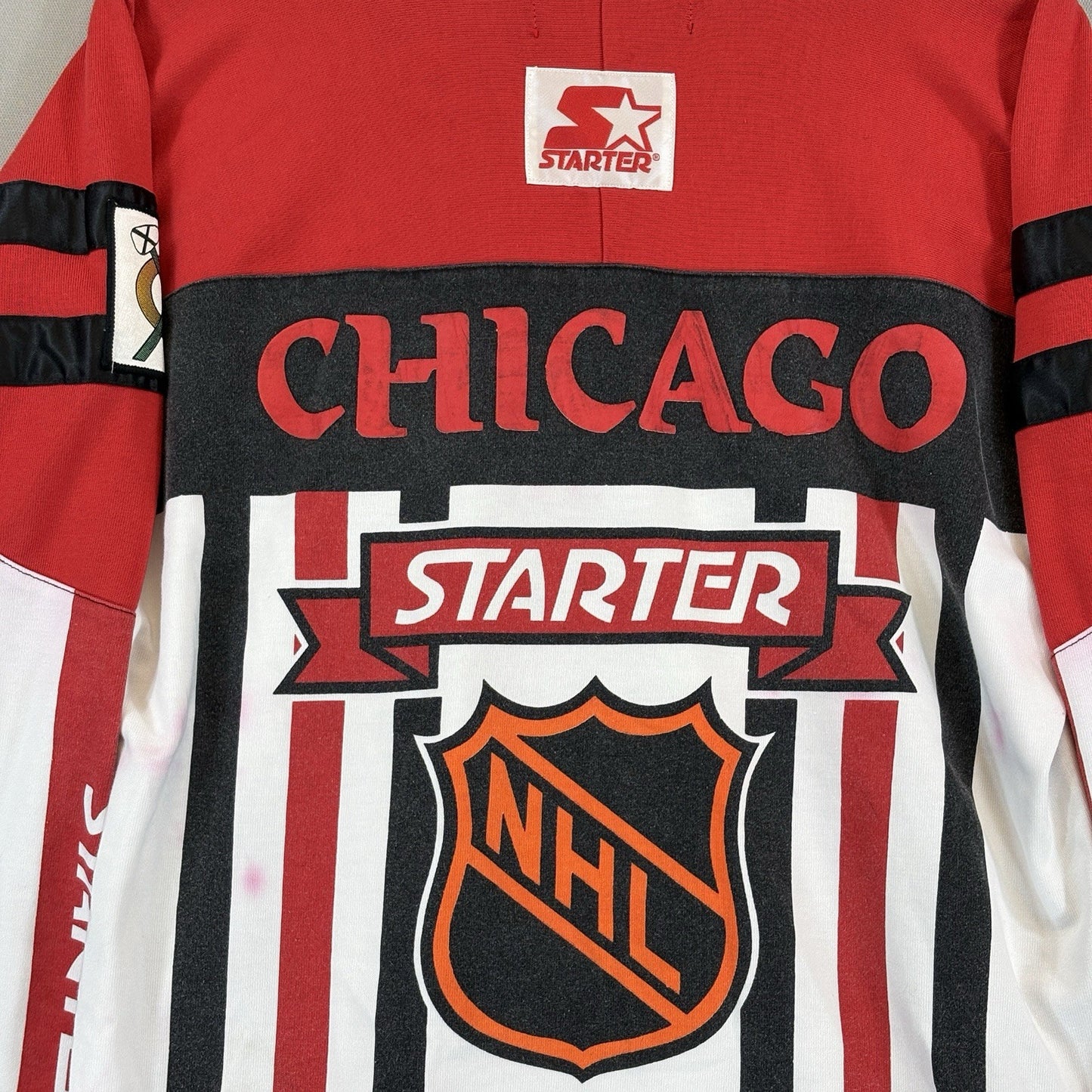 Vintage Rare Starter NHL Chicago Blackhawks 3/4 Sleeve Shirt Mens Large