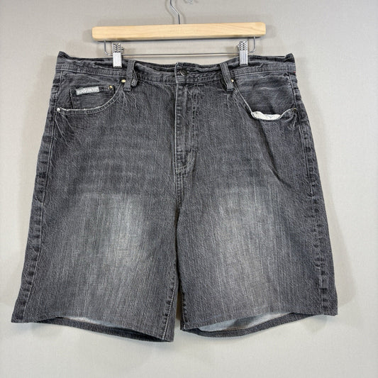 Vintage Ecko Unltd Baggy Y2K Black Denim Shorts mens Size 36 Distressed Regular