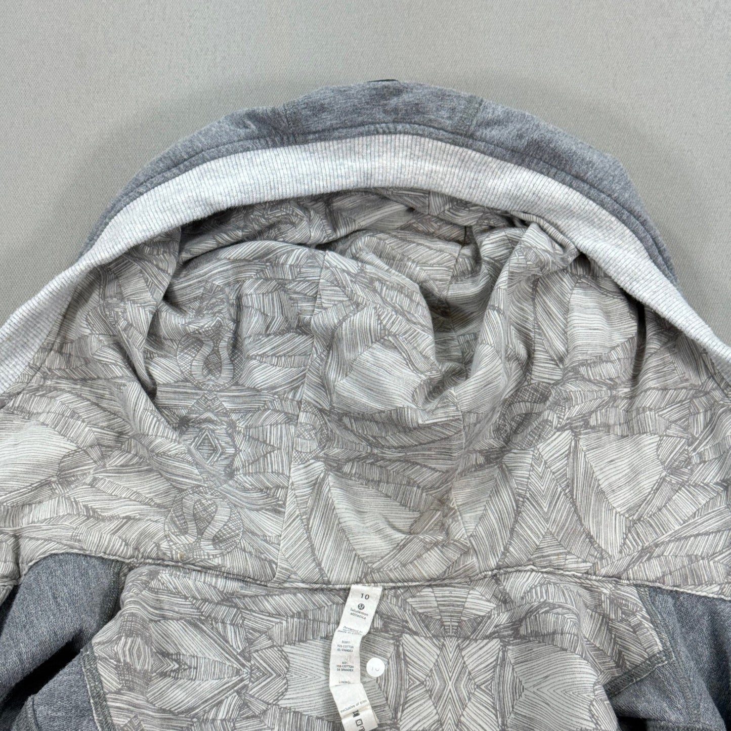 Lululemon Athletica Hoodie Full Zip Jacket Womens Sz 10 Gray Thumbholes Pockets