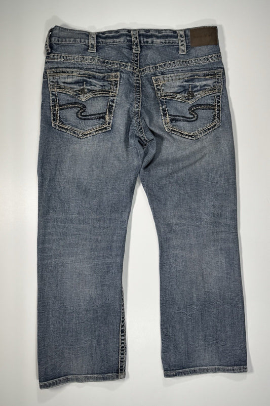 Silver Jeans Gordie Loose Fit Straight Leg Mens 38x32 Blue Relaxed