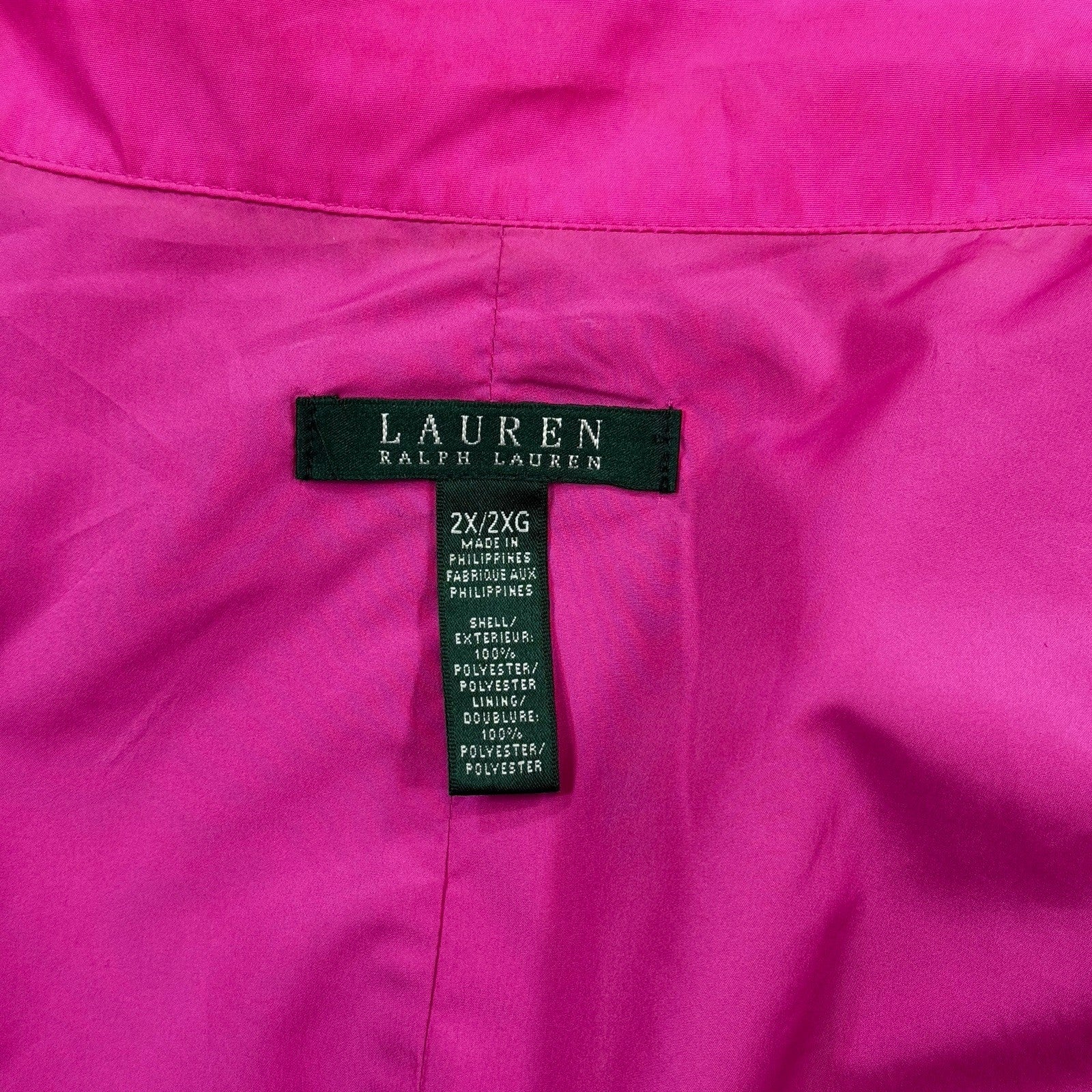 Lauren Ralph Lauren Womens 2XL Hot Pink Zip Up Vest Sleeveless Activerwear