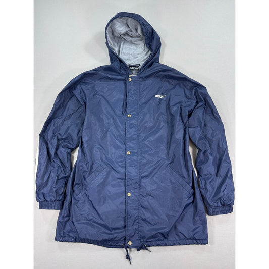 Vintage Adidas Jacket Big Trefoil Logo 3 Striped mens Large Full Zip Hood Lined