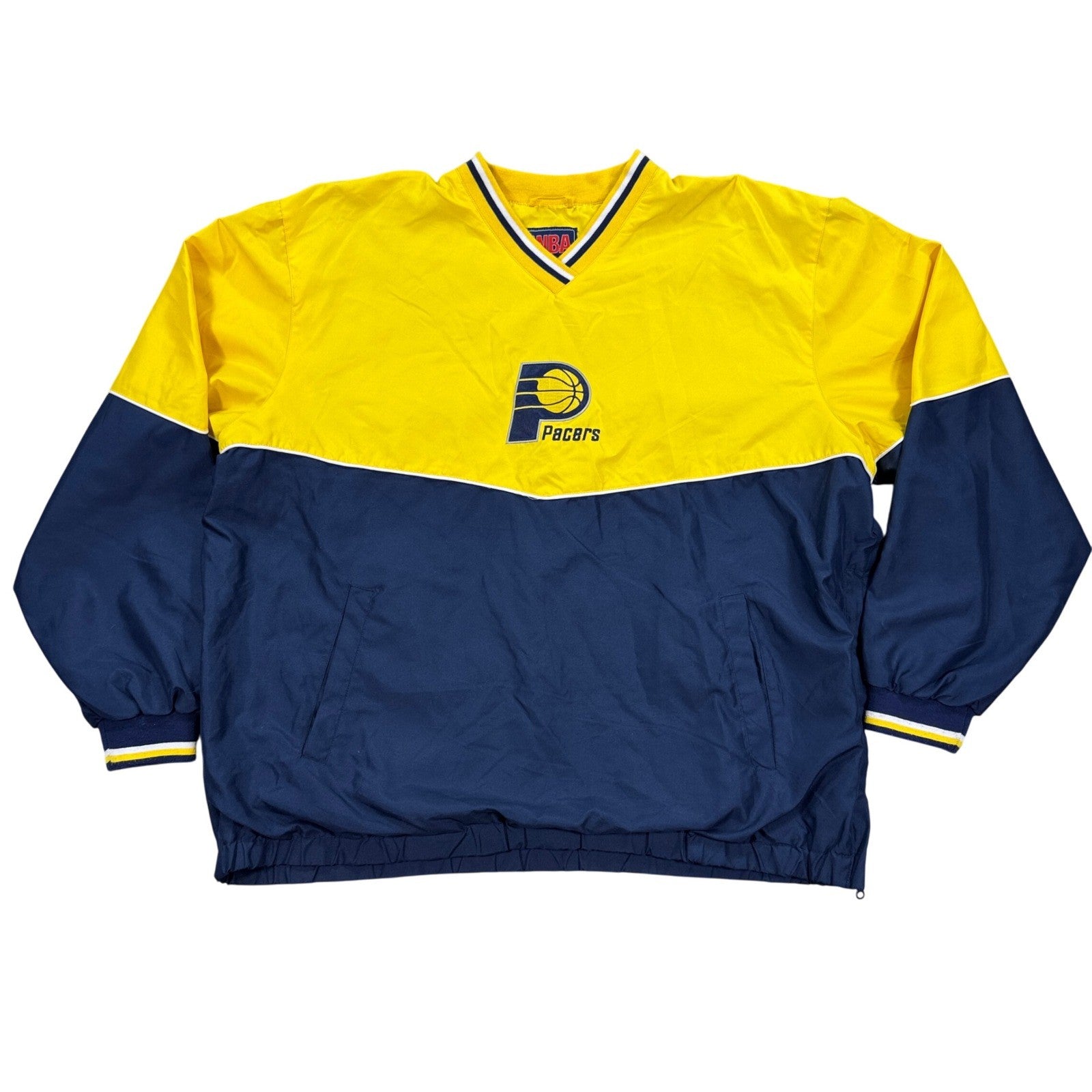 Vintage NBA Indiana Pacers Pullover Windbreaker Jacket mens XXL Yellow Blue