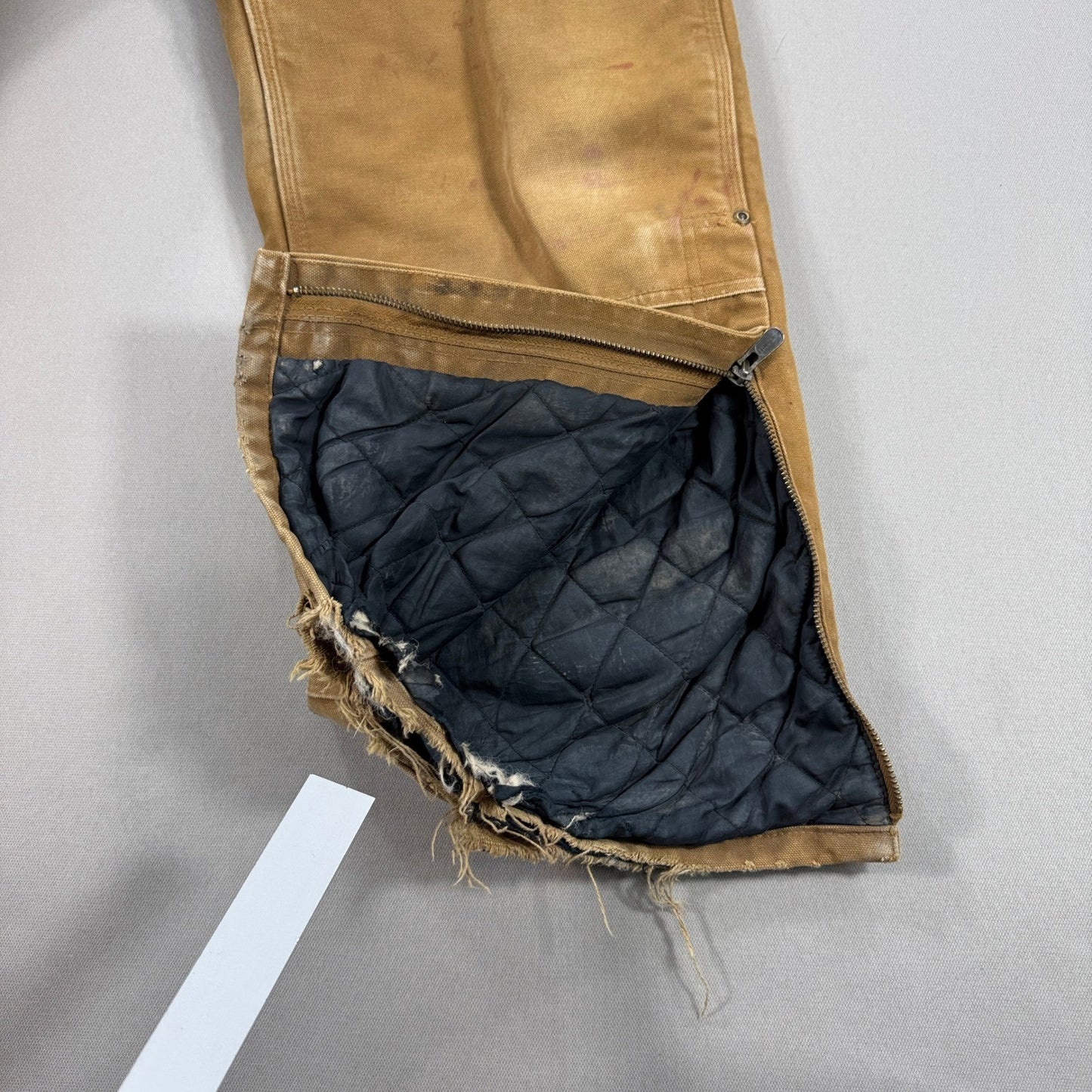 Vintage Carhartt Bib Overalls Double Knee Insulated Youth 12 Brown Distressed