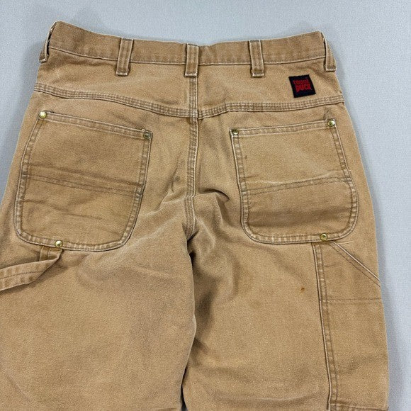 Tough Duck Carpenter Pants mens 31x31 Brown Canvas Double Knee Workwear Utility