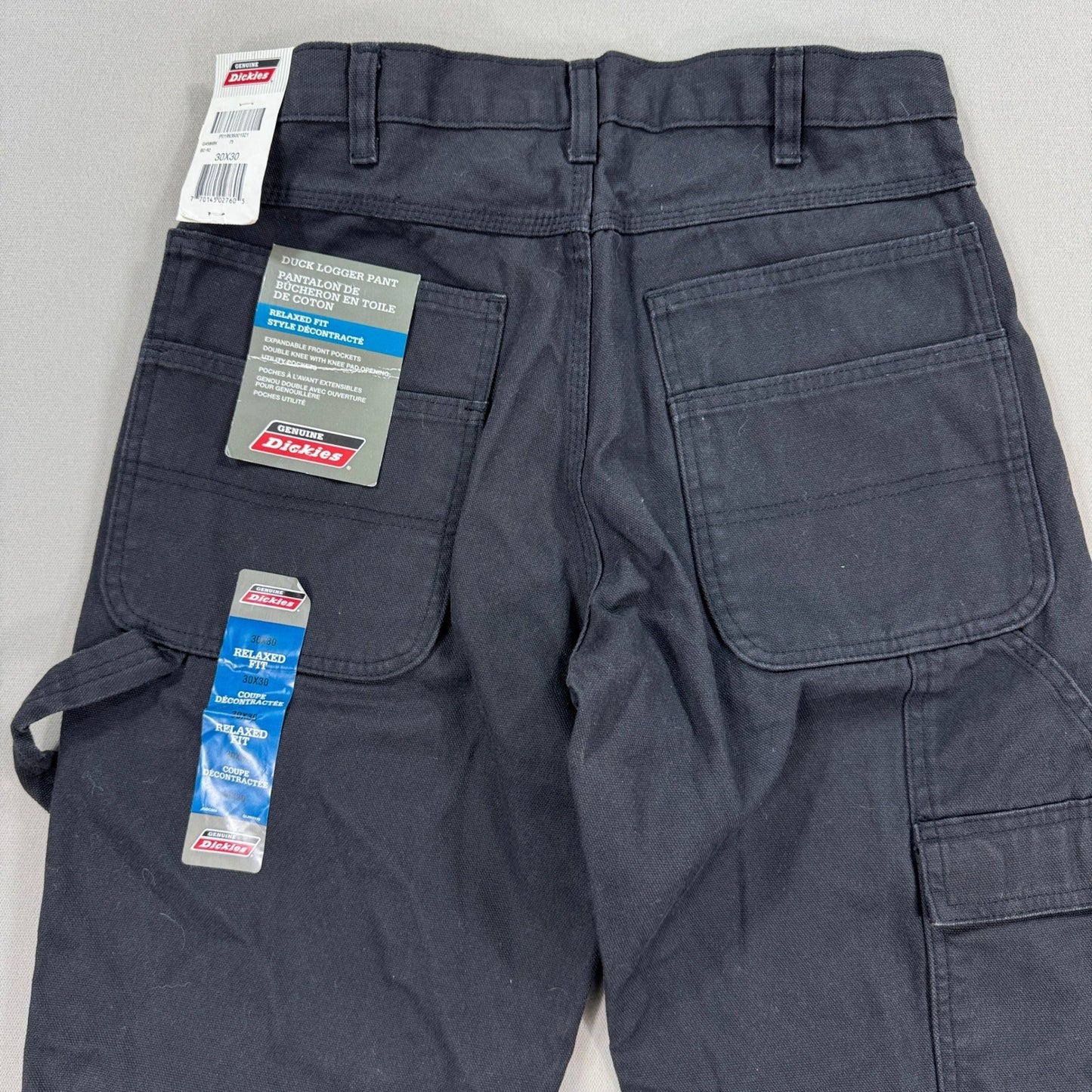 NWT Dickies Logger Pants Relaxed Fit Double Knee Men's 30x30 Black Straight Leg