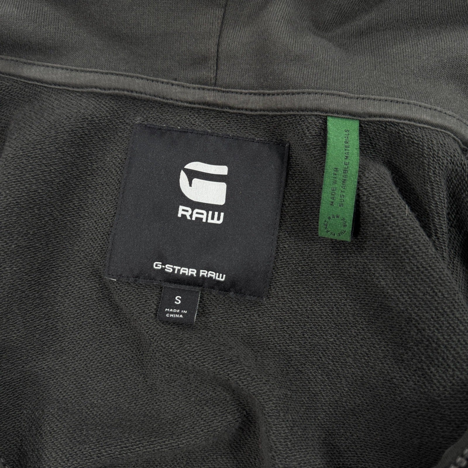 G-Star Raw Hoodie Men's Small Olive Green Full Zip Sweatshirt Graphic