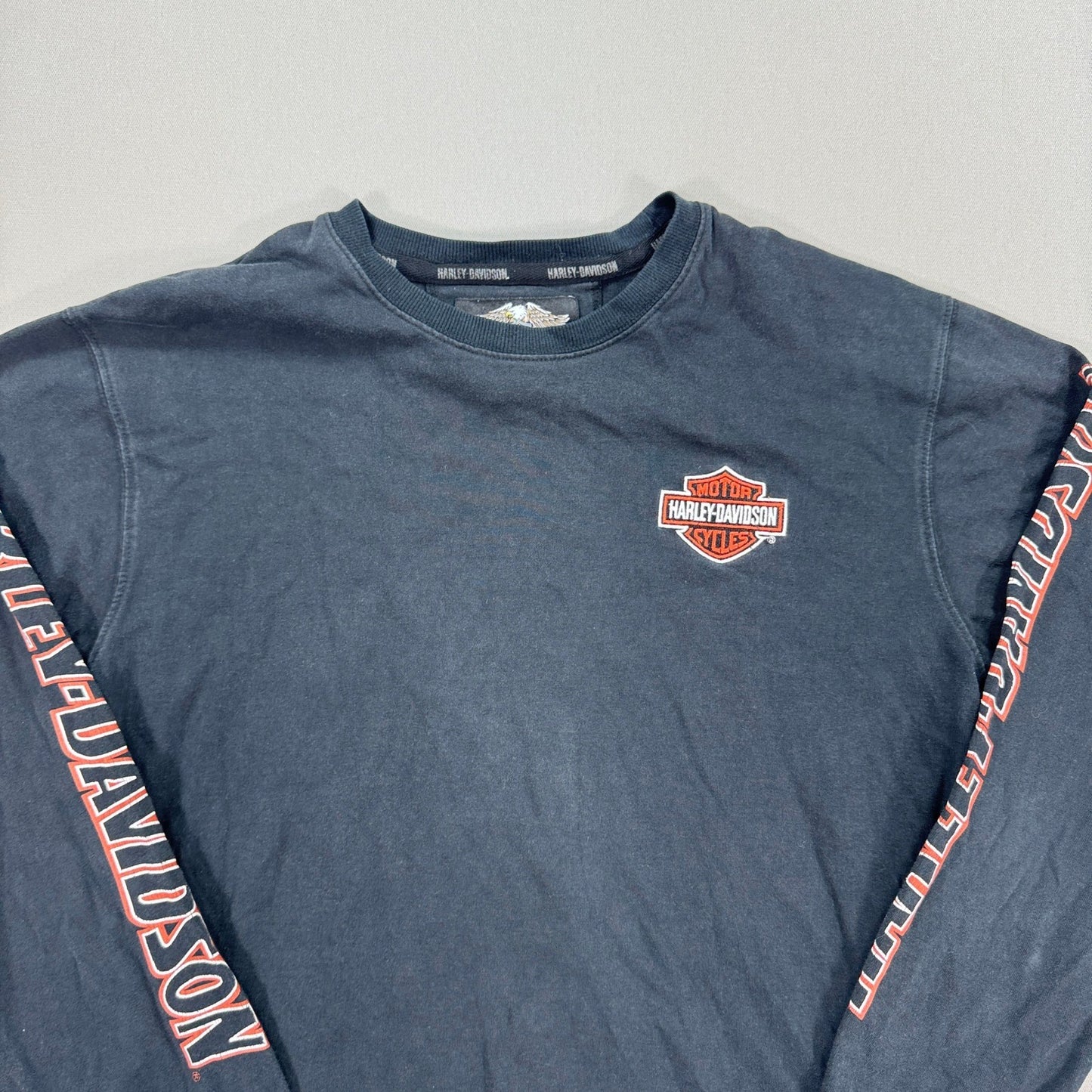 VTG Harley Davidson Long Sleeve Shirt Mens Large Embroidered Patch Y2K