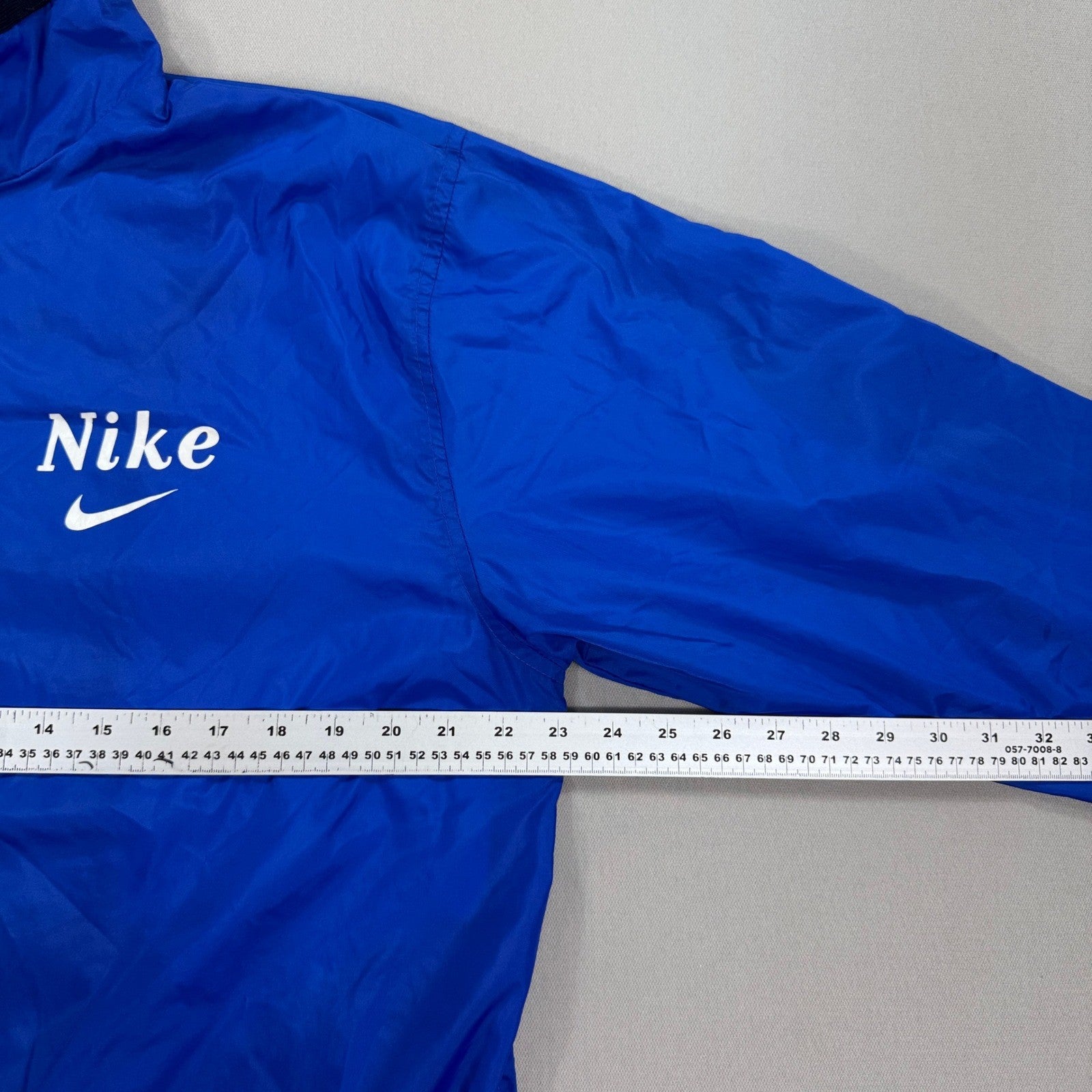 VTG 90s Nike Windbreaker Jacket Mens XL Royal Blue Full Zip Spell Out Swoosh
