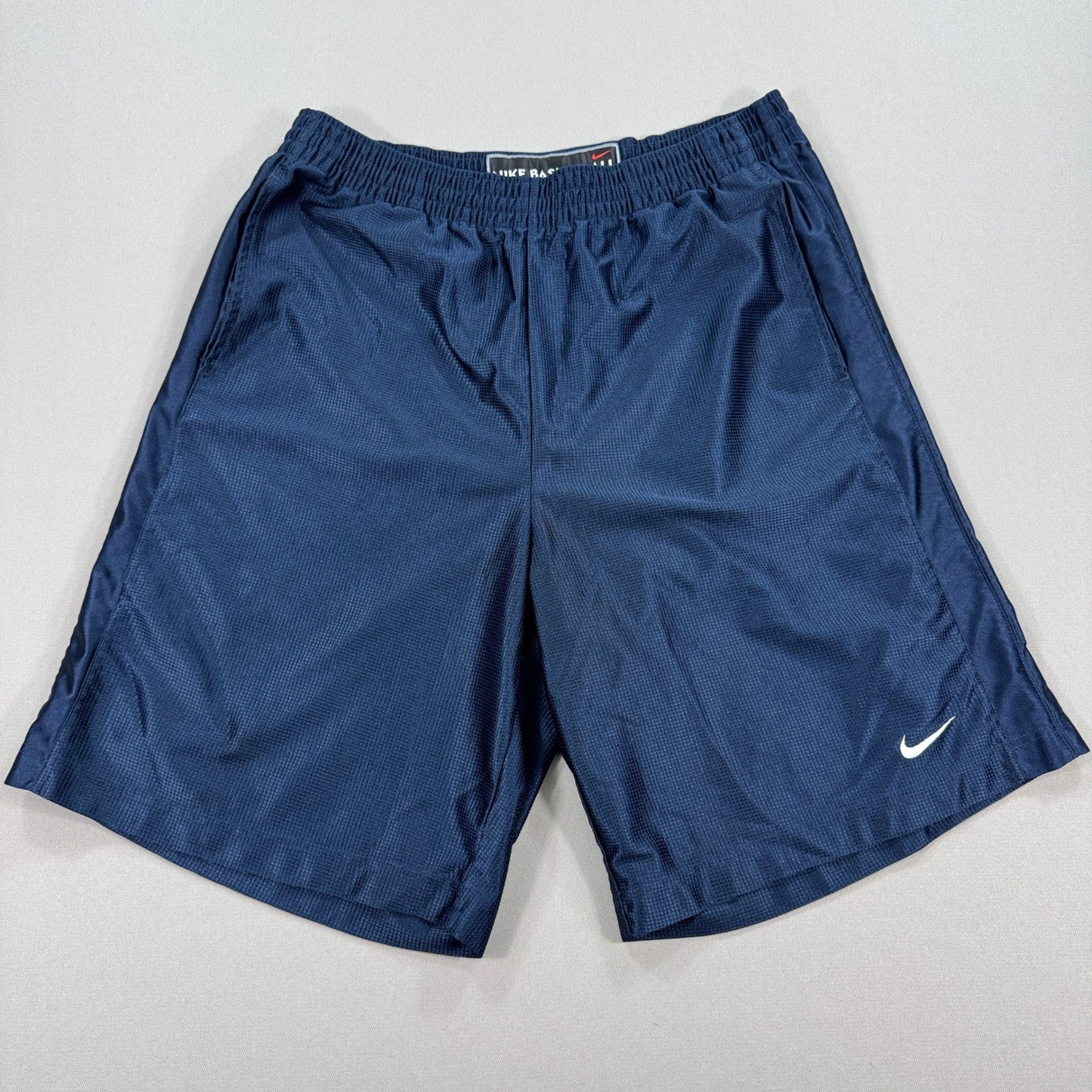 Vintage Nike Basketball Shorts mens XL Blue Mesh Baggy Swoosh Drawstring Y2K