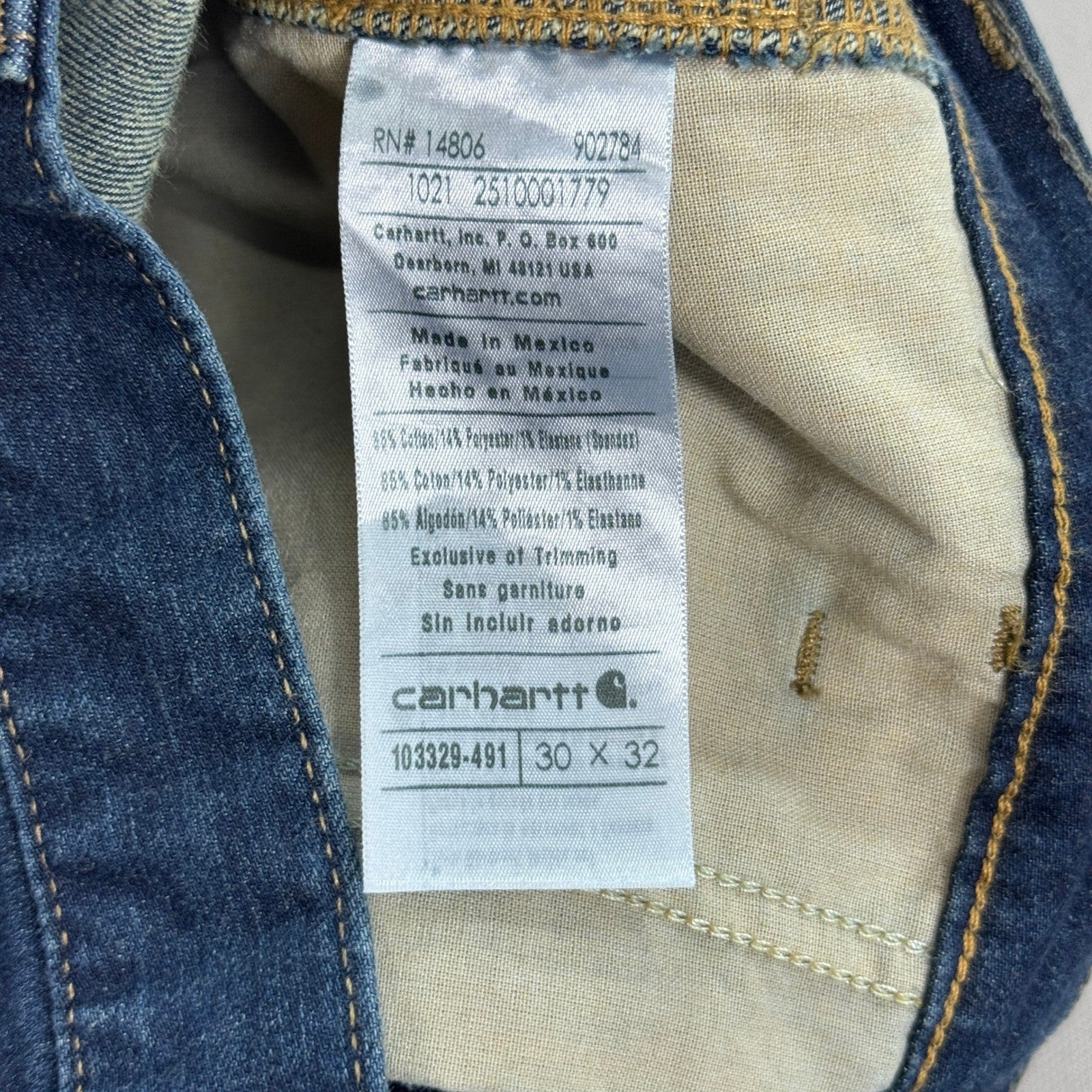 Carhartt Double Knee Denim Pants mens 30x32 Blue Rugged Flex Carpenter Workwear