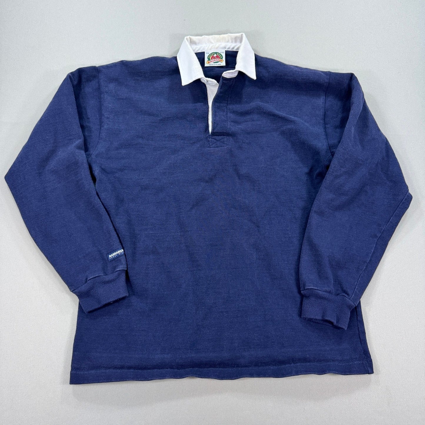Vintage Barbarian Rugby Wear Polo Shirt mens 2XL Navy Blue Long Sleeve Canada