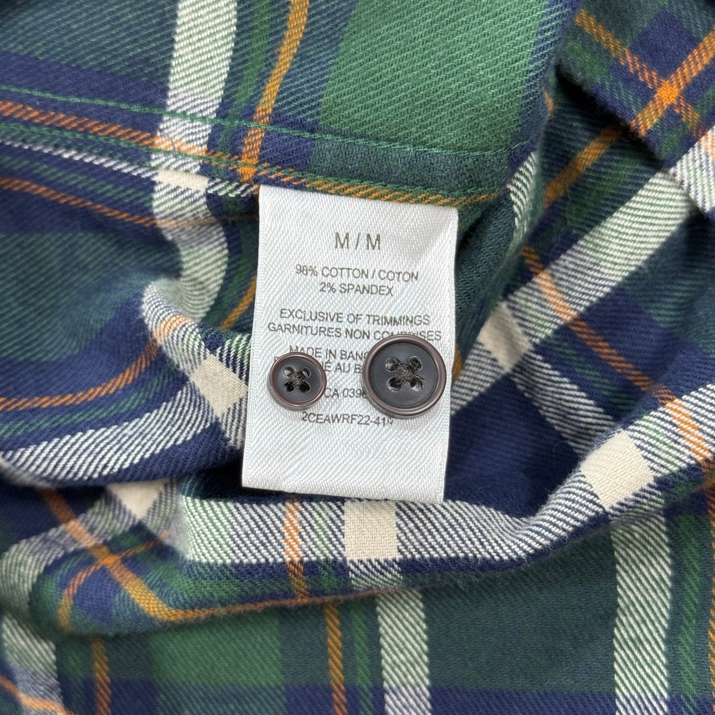 NWT Wind River Outfitters Mens Medium Flannel Shirt Plaid Button Down Green Blue