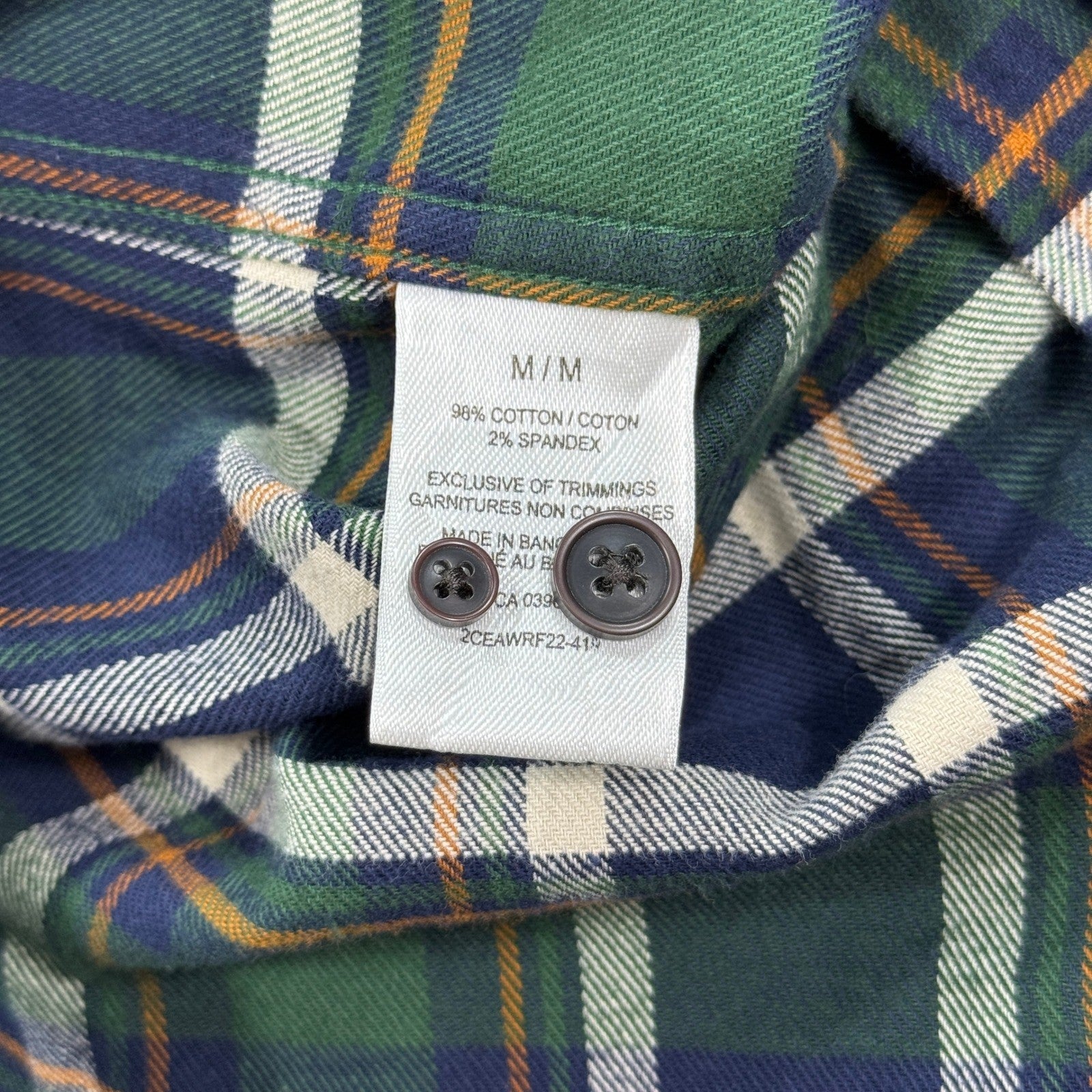 NWT Wind River Outfitters Mens Medium Flannel Shirt Plaid Button Down Green Blue