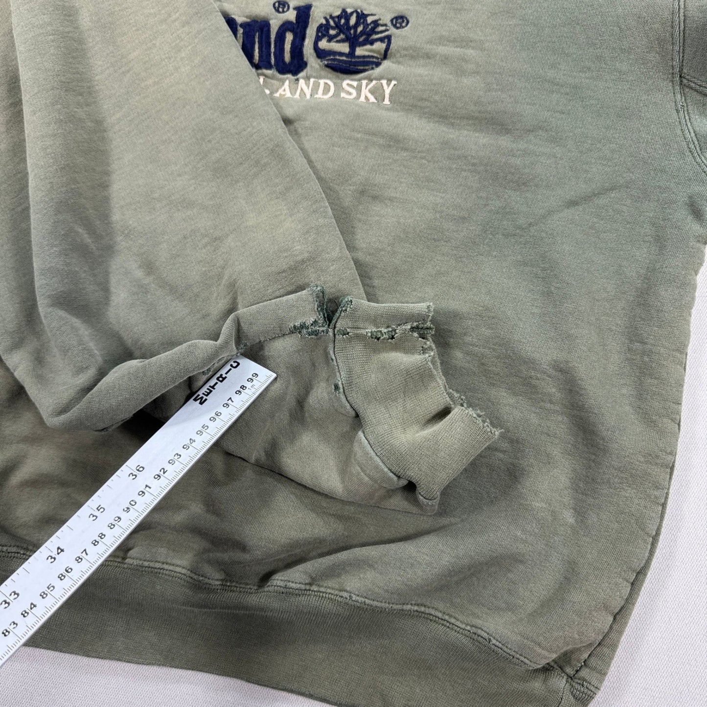 Vintage Timberland Sweatshirt mens XL Olive Green Crewneck Pullover Thrashed
