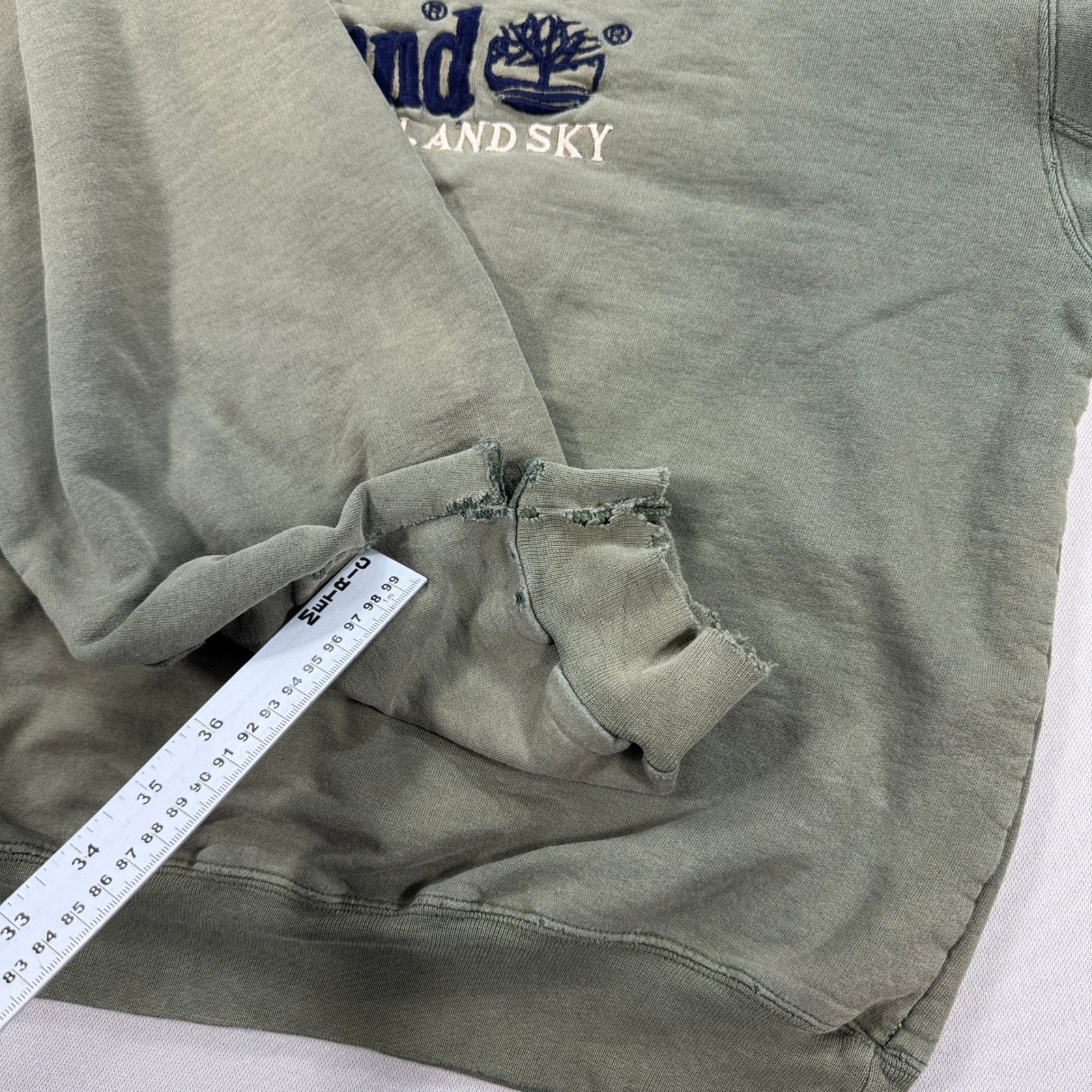 Vintage Timberland Sweatshirt mens XL Olive Green Crewneck Pullover Thrashed