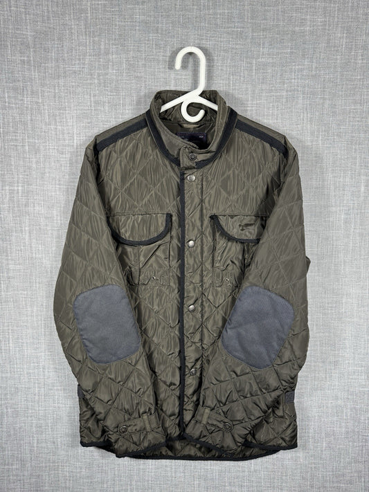 Silver jeans mens Jacket Coat Quilted Elbow Patches Olive Green Rare Size M