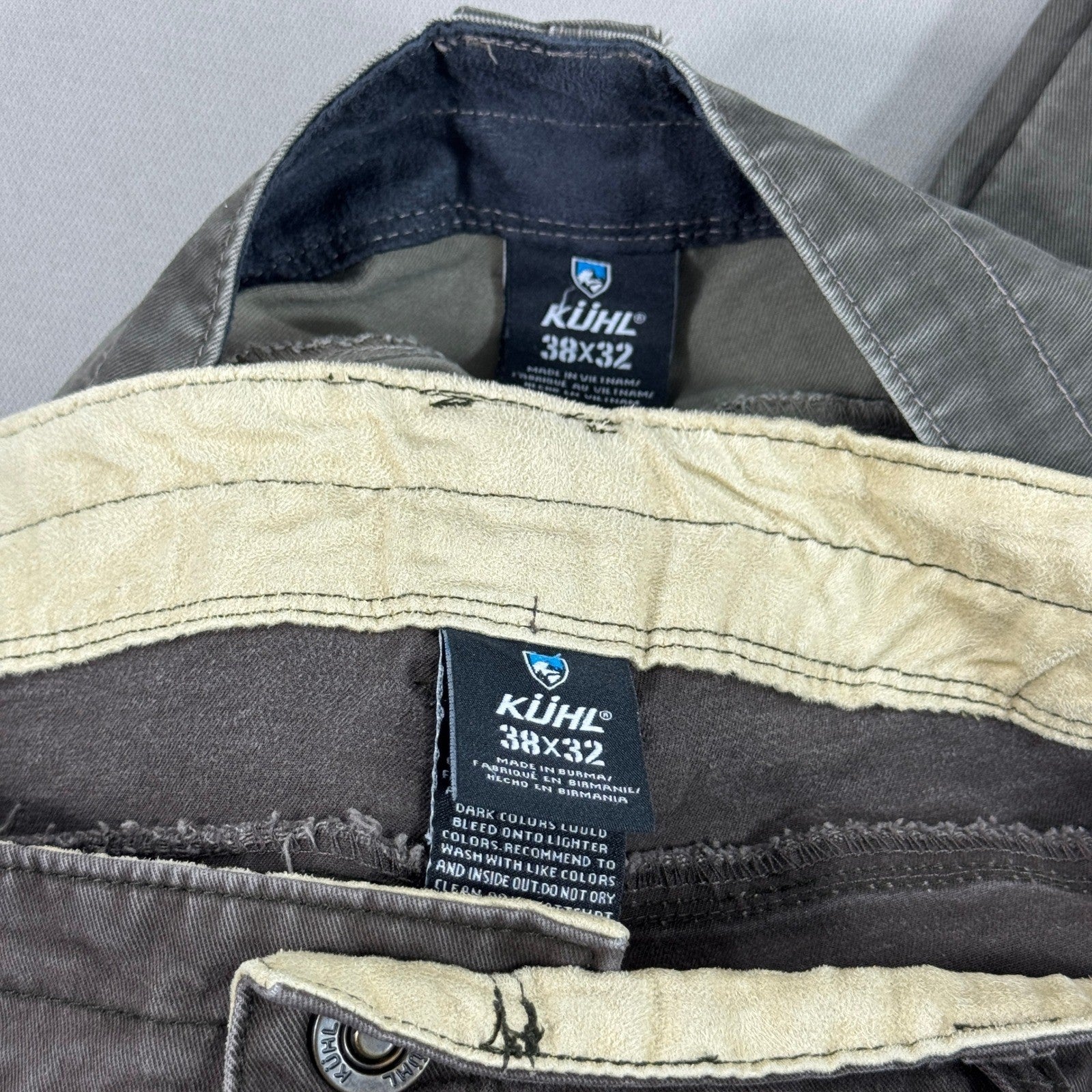 2PCS Kuhl Free Rydr Pants Men's 38x32 Brown Carpenter Relaxed Fit Distressed