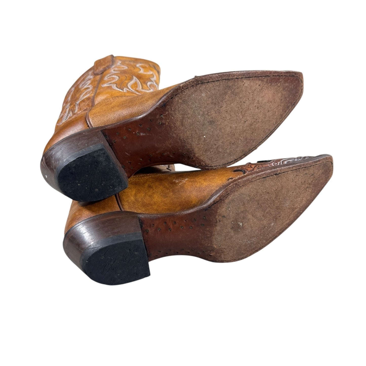 Tony Lama Leather Boots mens 6.5 Brown 2 Tone Western