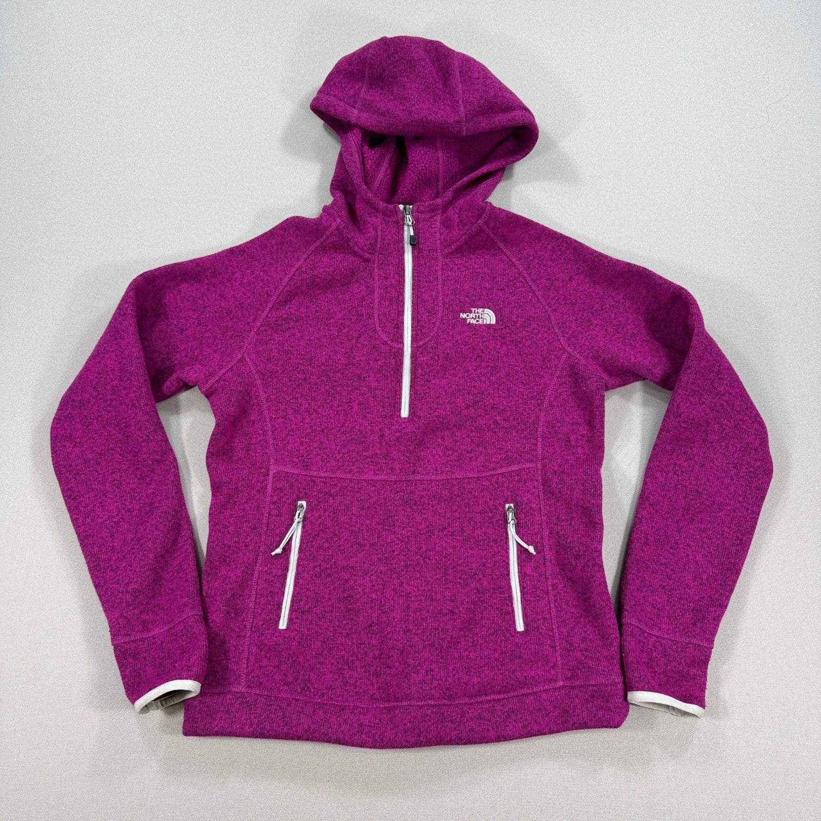 The North Face Pullover Hoodie Half Zip Womens Medium Purple Zipped Pockets
