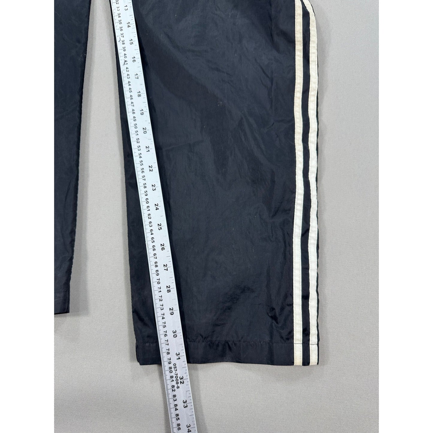 Vintage Adidas Track Pants Tearaway Mens Large Black Snap Up Trefoil Wide Leg