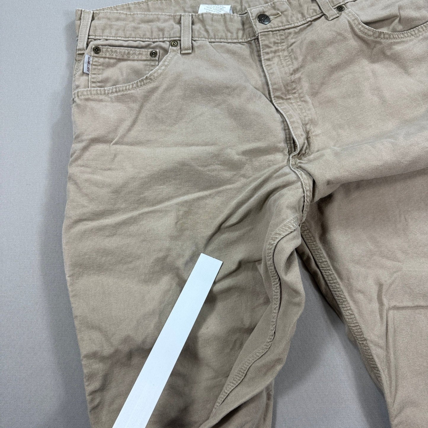 Carhartt B159-GKH Carpenter Pants mens 38x30 Beige Loose Fit Cotton Workwear