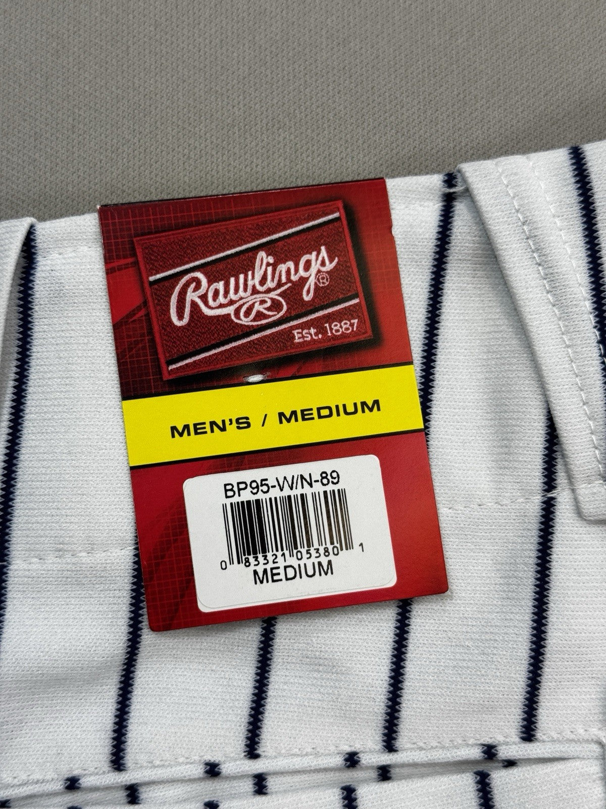 NWT Rawlings Baseball Pants 4x mens Medium Black White Pinstripe Semi-Relaxed