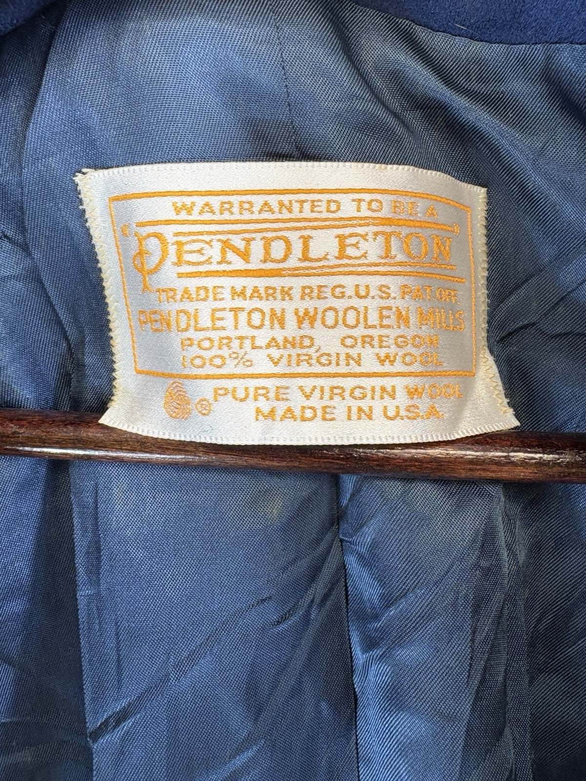 Pendleton 100% Virgin Wool Long Blue Trench Coat Double Breasted Womens Size 12