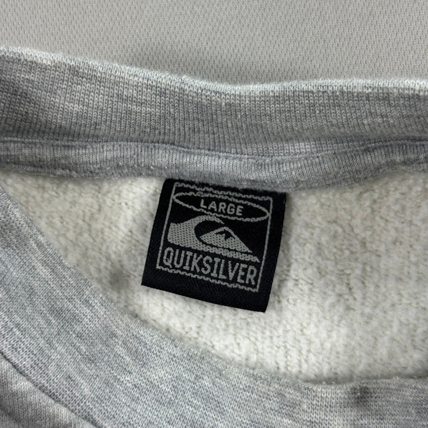 Vintage Quiksilver Sweatshirt Mens Large Gray Pullover Crewneck Big Logo Graphic