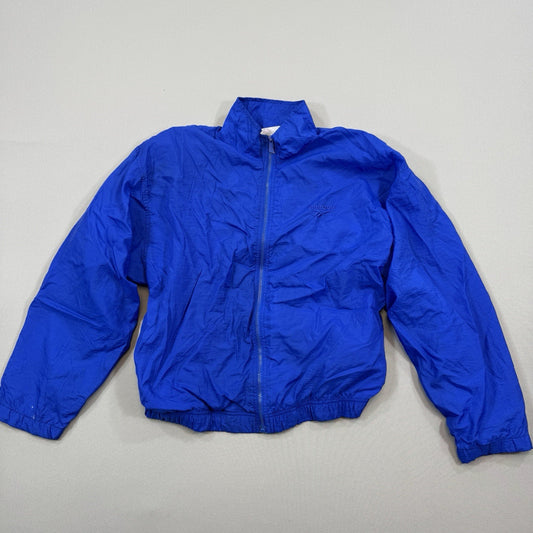Vintage Reebok Full Zip Windbreaker mens Large Blue Track Jacket 100% Nylon