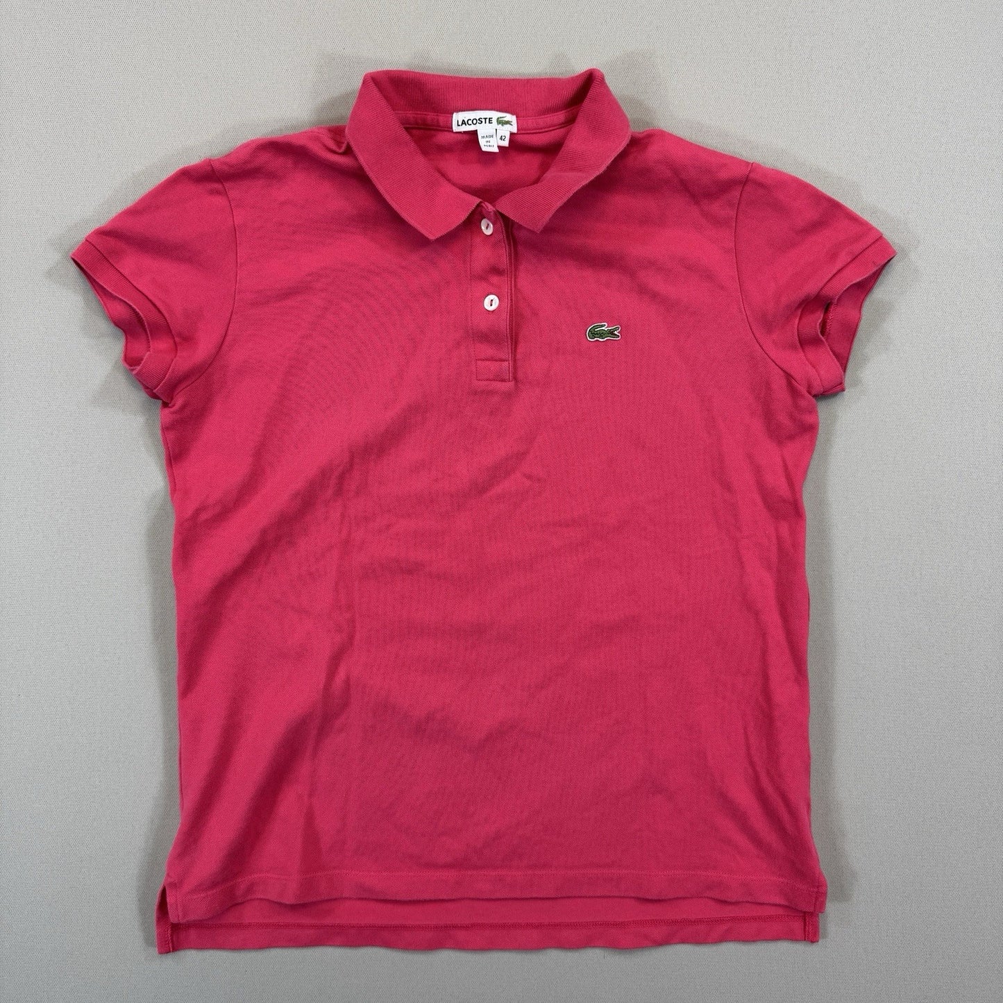 Lacoste Slim Fit Mini Cotton Piqué Polo Womens Size 42 Pink Shirt Stretch