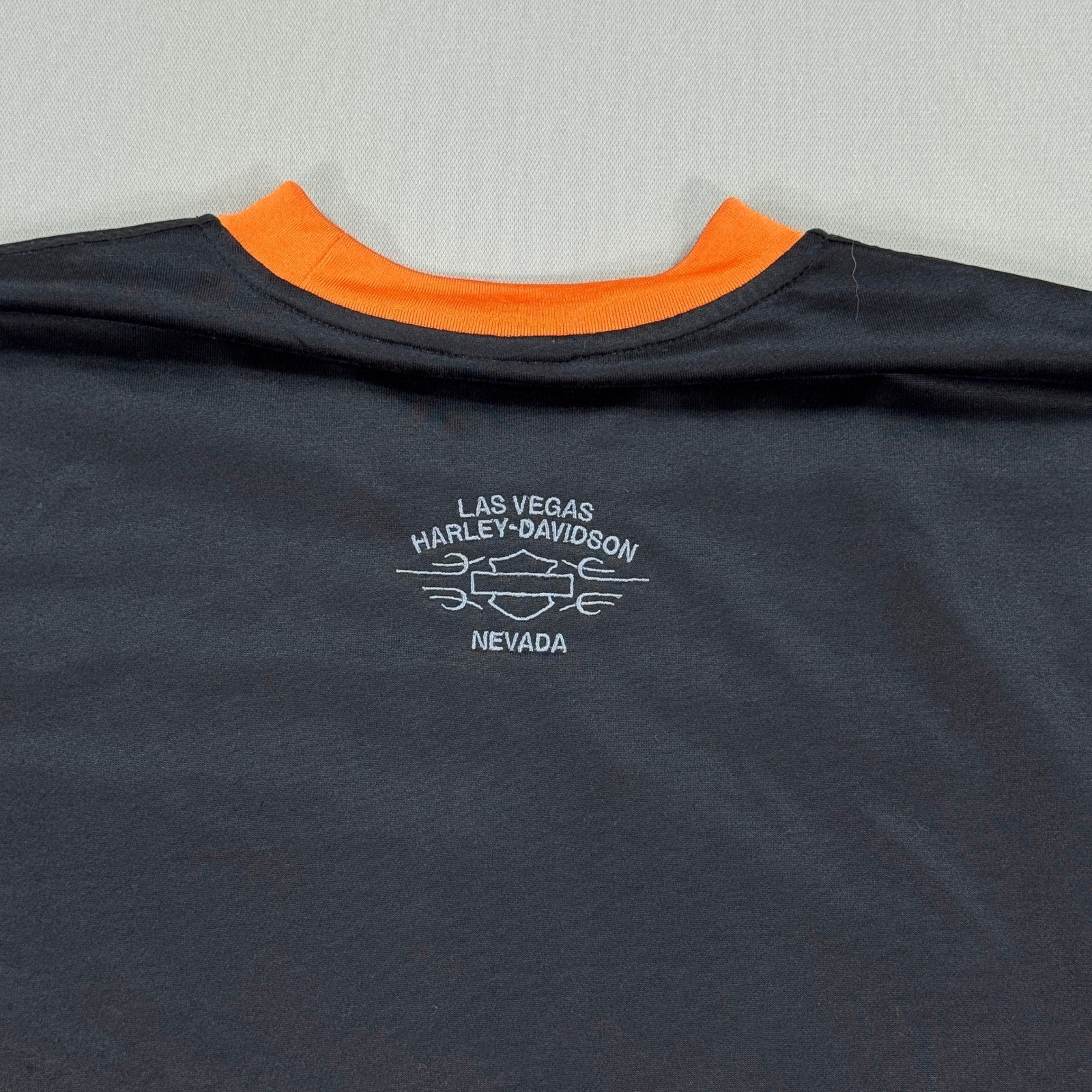 Harley Davidson Embroidered Biker Shirt mens Large Las Vegas Nevada Y2K