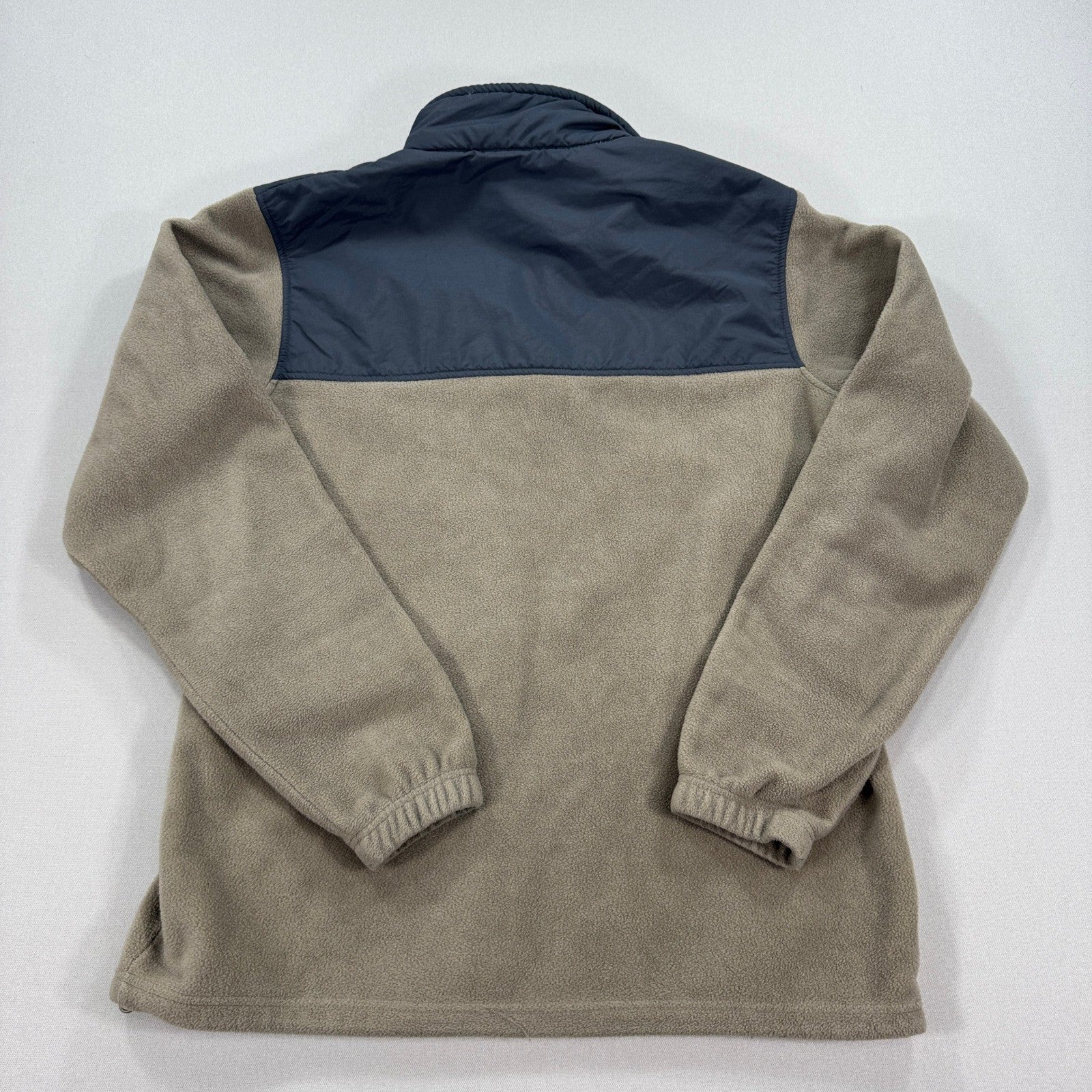 Columbia Fleece Jacket mens Large Brown Full Zip Mock Neck Patch Zipped Pockets