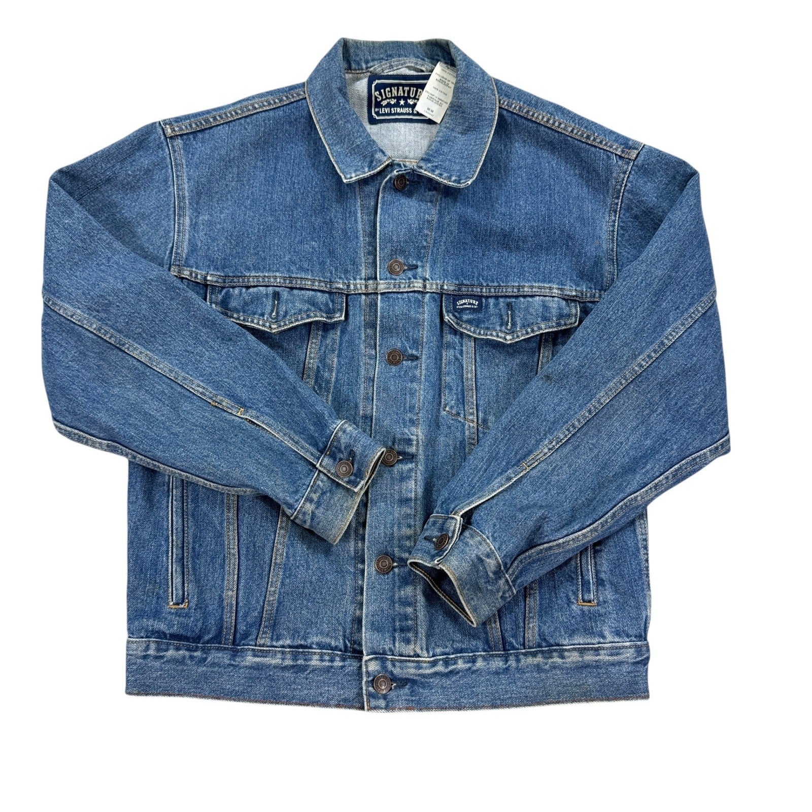 Levi Strauss Signature Trucker Jean Jacket mens Medium Blue Denim Classic Fit