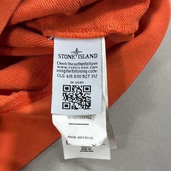 Stone Island Hoodie Pullover mens XL Orange Sweatshirt Fleece Cotton Drawstring